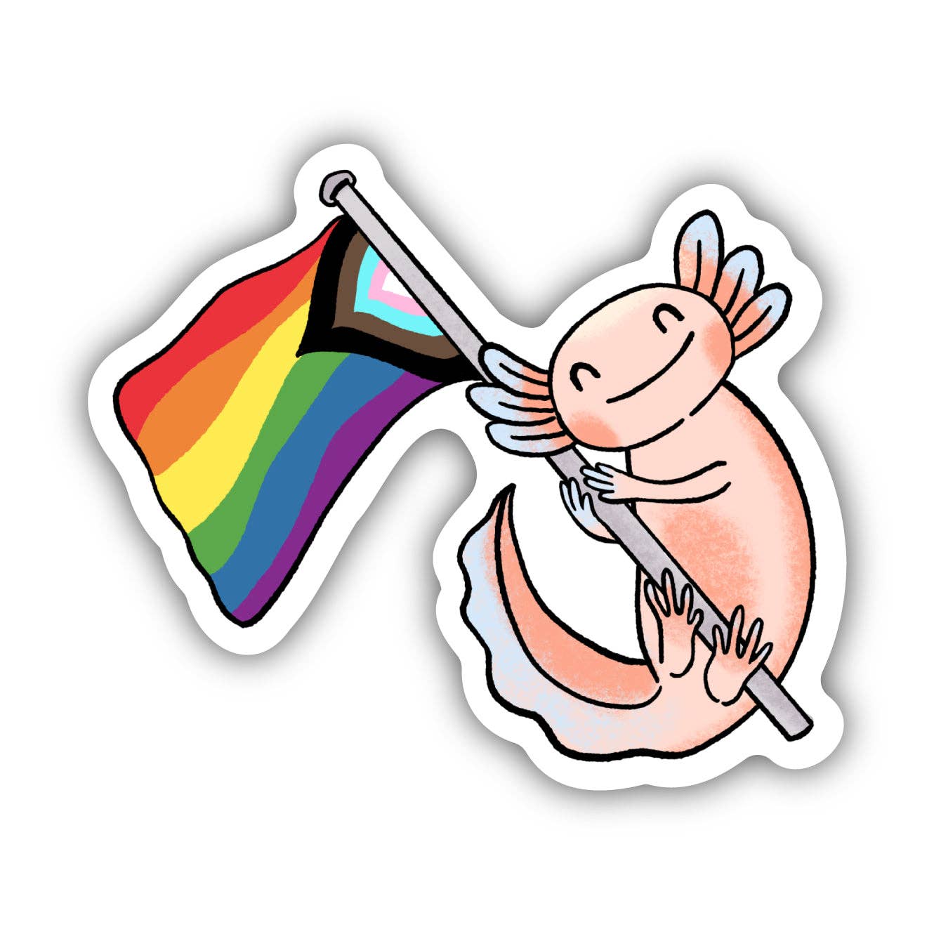 Progress Pride Flag Axolotl Vinyl Sticker