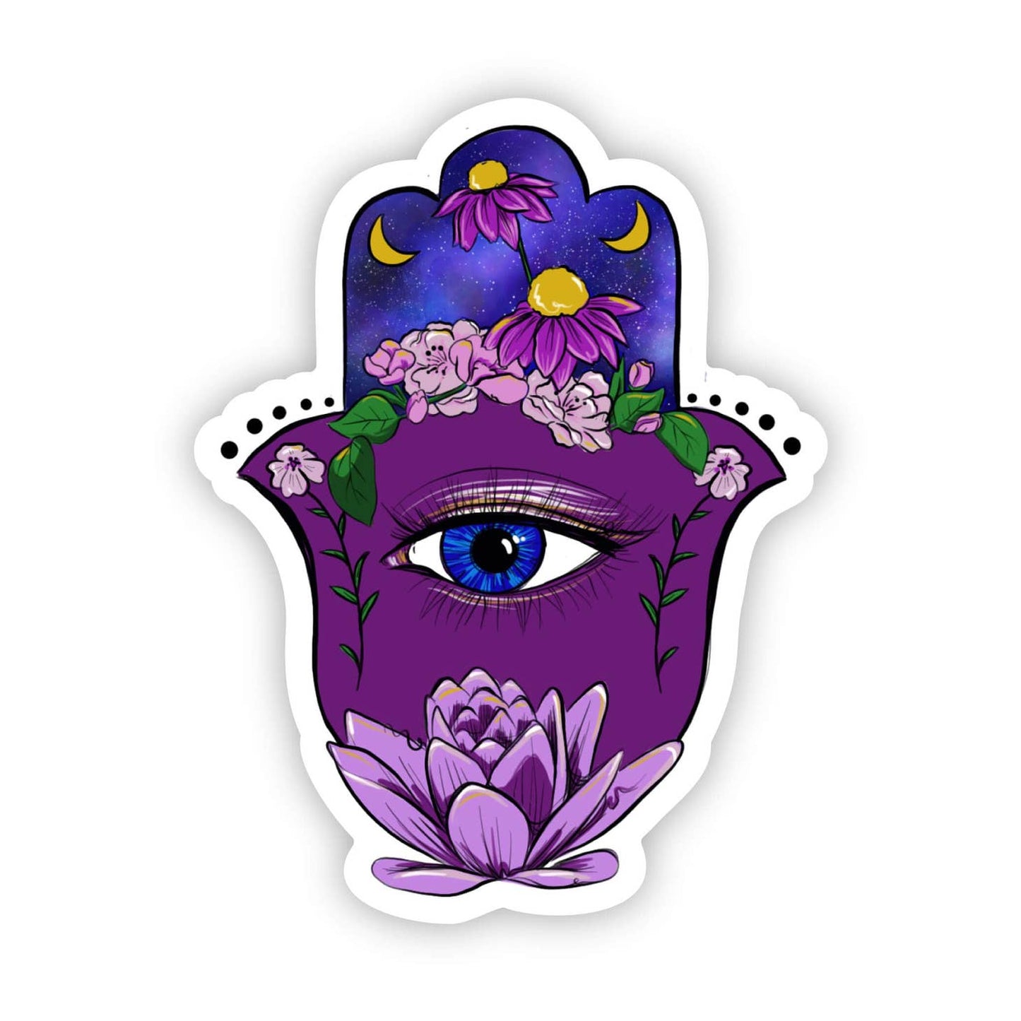 Hamsa Eye & Lotus Vinyl Sticker