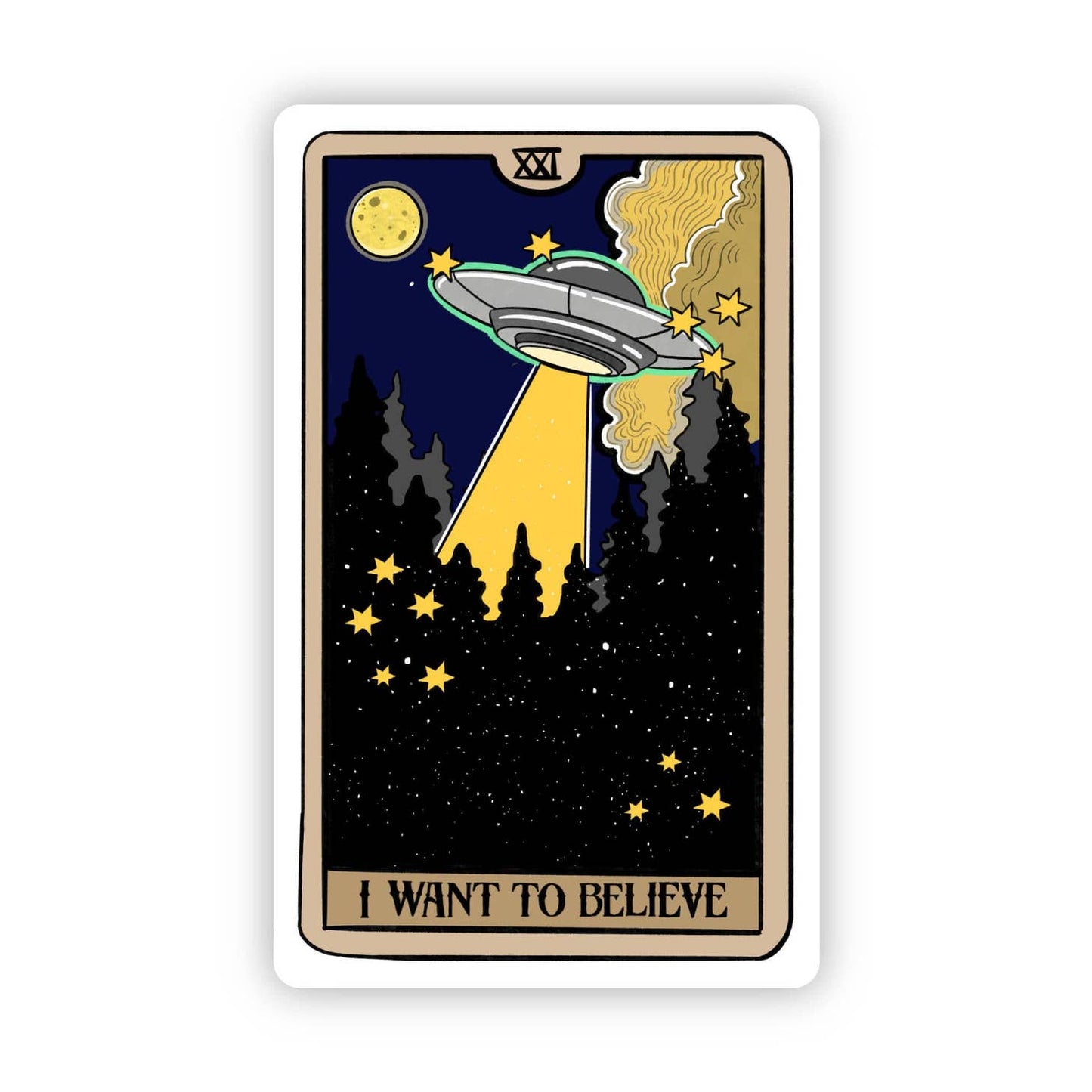 I Want To Believe UFO Tarot Vinyl Sticker